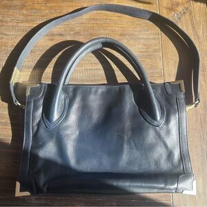 Foley + Corinna Mid City Leather Satchel Navy Crossbody Bag